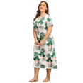 thumbnail image 3 of Women's Plus Size Nightgown Sleepwear Short Sleeve Sleep Pajamas Dress Floral Print Round Neck Nightwear Loungewear, 3 of 8