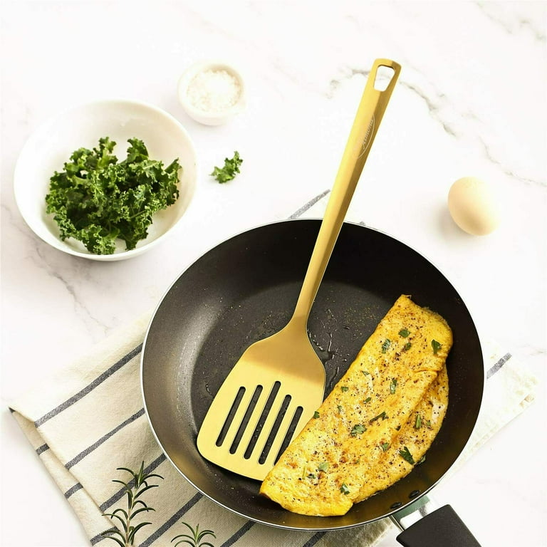 7pc Kitchen Utensil Set in Glossy Golden Color  Stainless steel cooking  utensils, Utensil set, Stainless steel utensils
