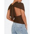 thumbnail image 4 of Top corto liso de verano para mujer, sin mangas, con escote en V profundo, corte ajustado, ideal para fiestas y playa., 4 of 5