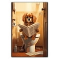 thumbnail image 3 of Tibetan Spaniel Dog Canvas Wall Art for Bedroom Living Room Home Decor,Funny Dog Canvas Sitting on The Toilet Animal Pattern Office Artworks, modern wall decor, Ready to Hang, 3 of 6