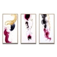 thumbnail image 2 of Designart "Peaceful Intensity Magenta and Gold Series" Abstract Painting Framed Wall Art Set Of 3 - Gold Modern Frame Gallery Set For Office Decor, 2 of 6