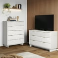 thumbnail image 2 of 2-Piece Granville Solid Wood Tall Chest and Double Dresser Set in White, 2 of 18