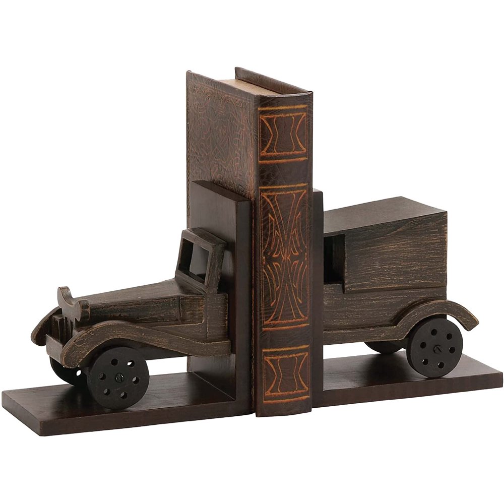 Benzara 24875 Classy Styled Wood Car Bookend Pair
