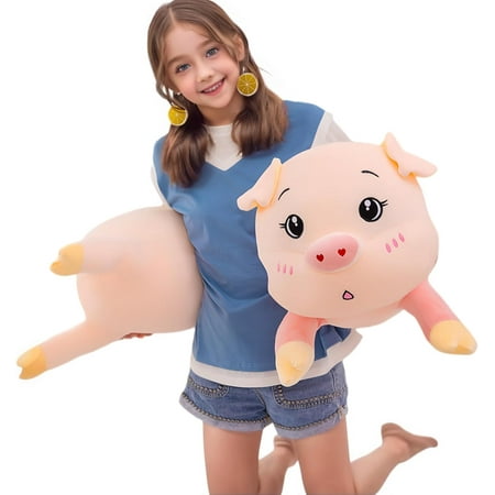 39 Inch Long Pig Plush Pillow - Soft Giant Stuffed Animals for Girls, Body Sleeping Hugging Pink Pillow, Kids for Birthday Gift (Pig 100 Cm)