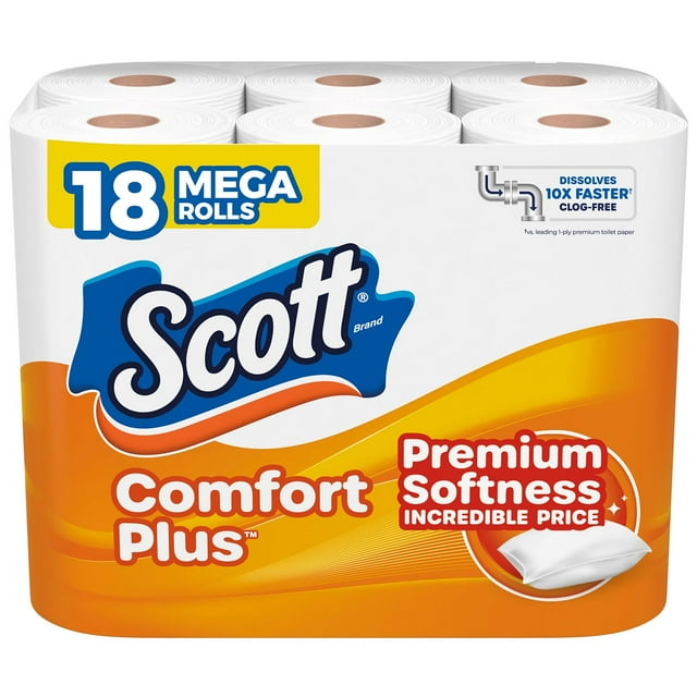 Scott Comfort Plus 1-Ply Toilet Paper, 18 rolls, 310 sheets/roll