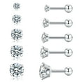 thumbnail image 7 of Nmkwnr 12 Pairs Round Cubic Zirconia Ball Earrings Studs 316L Stainless Steel Earrings Flat Back Stud Earrings for Women, Silver, 7 of 7