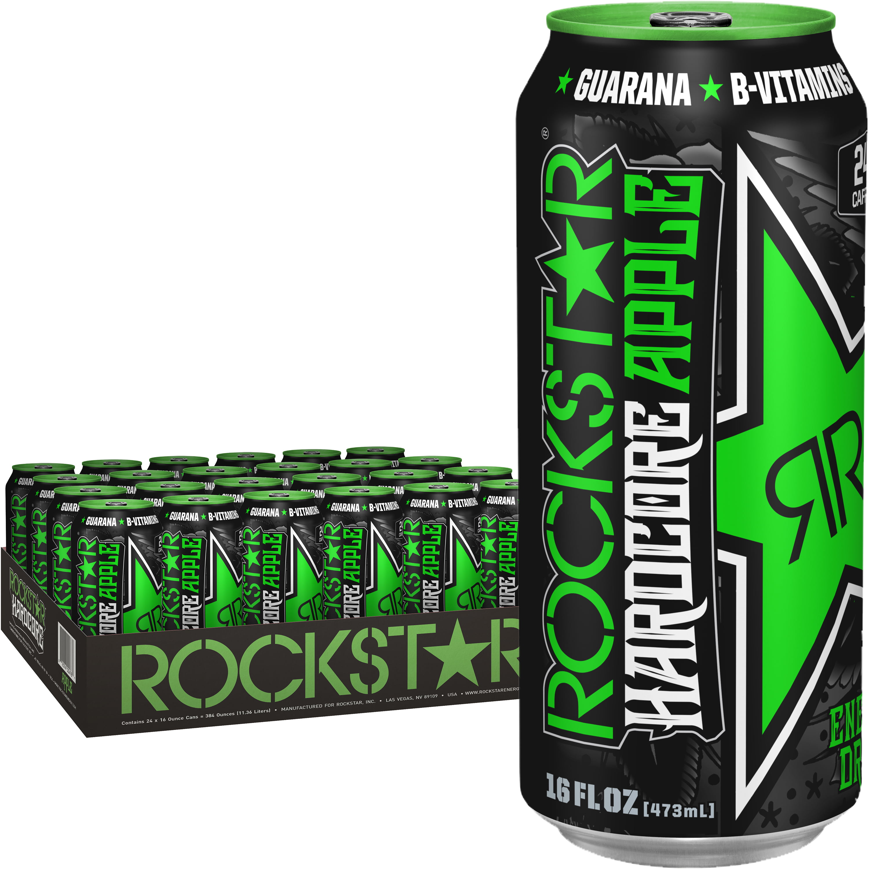 (24 Cans) Rockstar Hardcore Energy Drink, Green Apple, 16 fl oz - Walmart.com