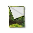 thumbnail image 2 of Forest Soft Flannel Fleece Blanket, Nature Boardwalk Through Green Archway Bridge Foliage Trees Sunny Summer Day, Cozy Plush for Indoor and Outdoor Use, 70" x 90", Beige Green Brown, by Ambesonne, 2 of 6