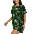 thumbnail image 2 of Susaid Tropical Leaves1 Print Women's Pajama Set, Button-Up Sleepwear with Elastic Waist Shorts, Perfect for Lounging, Yoga, Beach, and Casual Wear-Medium, 2 of 7