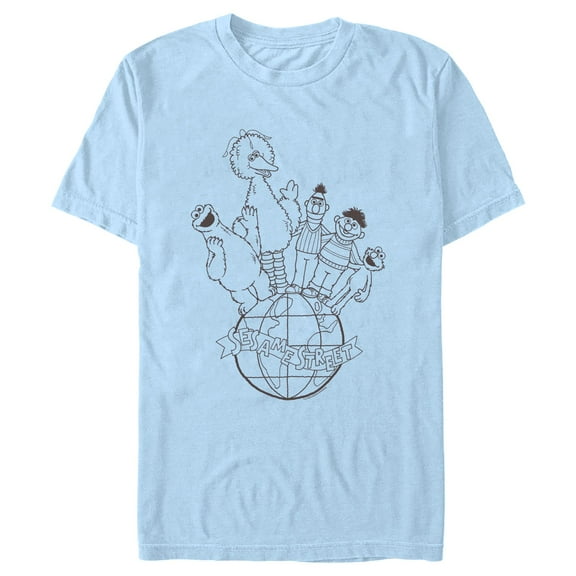 Men's Sesame Street Globe Group Outline Graphic T-Shirt