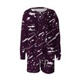 thumbnail image 3 of Puntoco Conjunto De Sudadera Con Pantalón Y top De Cuello Redondo De Manga Larga Informal Estampado Para Mujer Morado L, 3 of 3