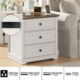 thumbnail image 7 of PLAMLE End Table for Living Room with 3 Drawers Storage Retro End Table Table with Charging Station Wooden Nightstand side End Table for Bedroom, 7 of 7