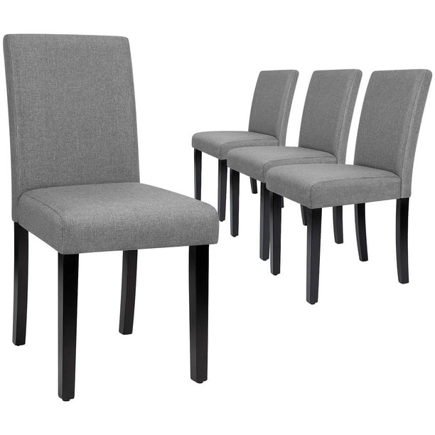 Walnew Set Of 4 Modern Upholstered, Grey Fabric Dining Room Chairs With Black Legs