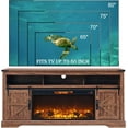 thumbnail image 5 of OKD Farmhouse Fireplace TV Stand for 80" TV, Highboy Entertainment Center with 36" Electric Fireplace, Media Console with Sliding Barn Door for Living Room, Reclaimed Barnwood, 5 of 8