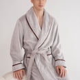 thumbnail image 3 of SWSMCLT Men's Ankle Fleece Bathrobe Chic Chunky Belt Home Comfy Medium Hot Tub Bath Robe Plush Bathrobes Billowy Coffee Small, 3 of 5