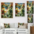 thumbnail image 4 of Designart "Colorful Palm Trees composition V" Floral Floater Framed Wall Art Living Room, 4 of 7