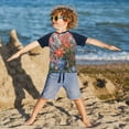 thumbnail image 3 of FORMRS Boys Rash Guard Short Sleeves Swim Shirt Quick Dry UPF 50+ Sun Protection, Sizes 3-12T, Orange Vibrant Flowers, 3 of 6