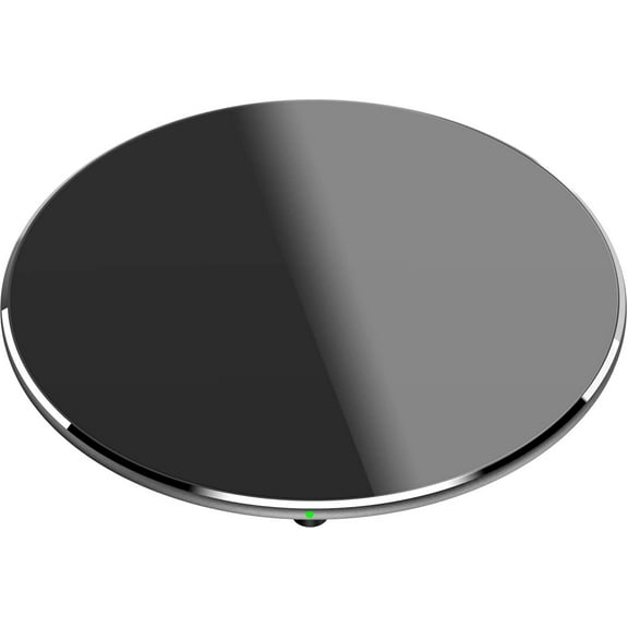 Mini Wireless Charger Thin Aviation Aluminum Computer Numerical Control Technology Fast Charging Pad Black Color (NO AC Adapter)
