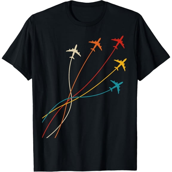 t-shirt Airplane Pilot Aviation Vintage Retro T-Shirt mens，black，women，funny，journey，Crew Neck, Short Sleeve,custom clothing patterns.gift