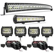 Terrain Vision Led Light Bar 52 Inch 1122W   20 Inch 420W Curved Triple Row Spot Flood Combo Offroad Lighting  Pods  Wire