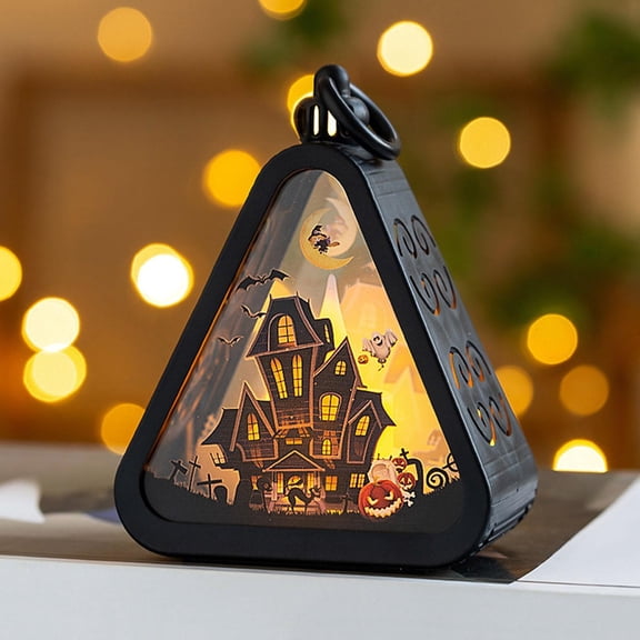 Spooky Halloween Decorations 4.5 Inch Battery Operated Lantern Halloween Party Decor Indoor Halloween Home Decor for Mantel Porch Shelf Halloween Light Tabletop Display 1 Pack