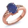 thumbnail image 2 of Gem Stone King 2.00 Ct Oval Blue Lapis 18K Rose Gold Plated Silver Ring, 2 of 2