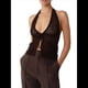 thumbnail image 2 of Camisola Corta con Cuello Halter y Lazo Frontal de Crochet para Mujer, para Playa Color Café L, 2 of 6