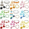 thumbnail image 5 of Bohemian Hippie Carnival Glasses and Peace Symbol Logo Earrings Necklace Wreath Headband suit - style：style 38；, 5 of 6