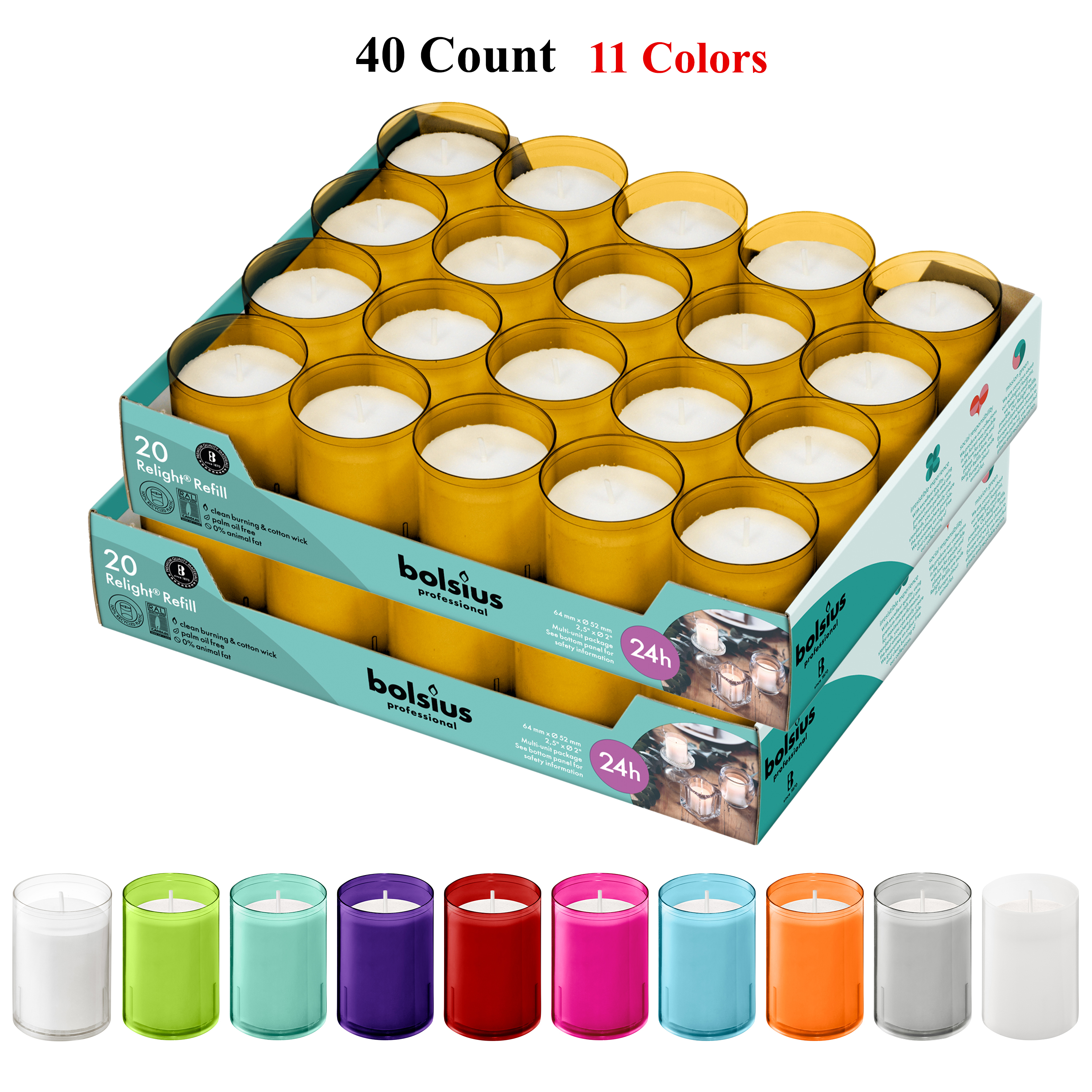 Bolsius Yellow (Amber) Votive Candles 40 Count Table Candles In