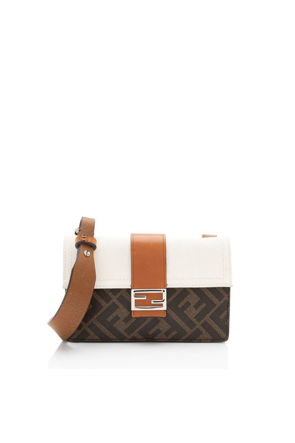 Pre-Owned Fendi Zucca FF Canvas Baugette Crossbody