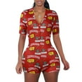 thumbnail image 1 of Combinaison Pyjama pour Femmes à Imprimé Floral, Col en V Profond, Manches Courtes, 1 of 4
