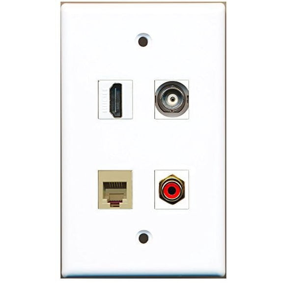 RiteAV - 1 Port HDMI 1 Port RCA Red 1 Port Phone RJ11 RJ12 Beige 1 Port BNC Wall Plate