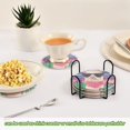 thumbnail image 6 of Haosy Set of 6 Drink Woven Coaster with Holder Heat Resistant Non-Slip Bar Coasters 4 Inches Alpaca Holding Cactus, 6 of 7