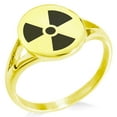 thumbnail image 1 of Stainless Steel Radioactive Minimalist Oval Top Polished Statement Signet Ring, 1 of 1