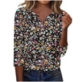 thumbnail image 4 of Babysbule 3/4 Sleeve Floral Printed Thin Button-Down V-neck Blouse & Top, Women's, 4 of 6