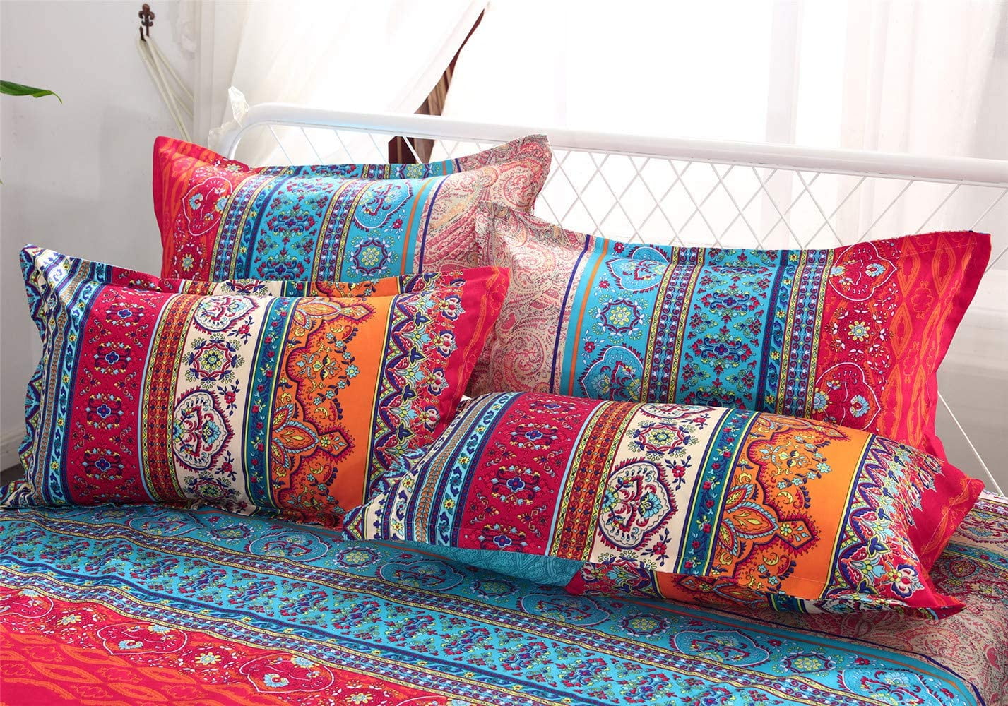 Beautiful Bedding Super Soft Comfort Floral 6 pcs Sheet Set Red Moroccan Tile 