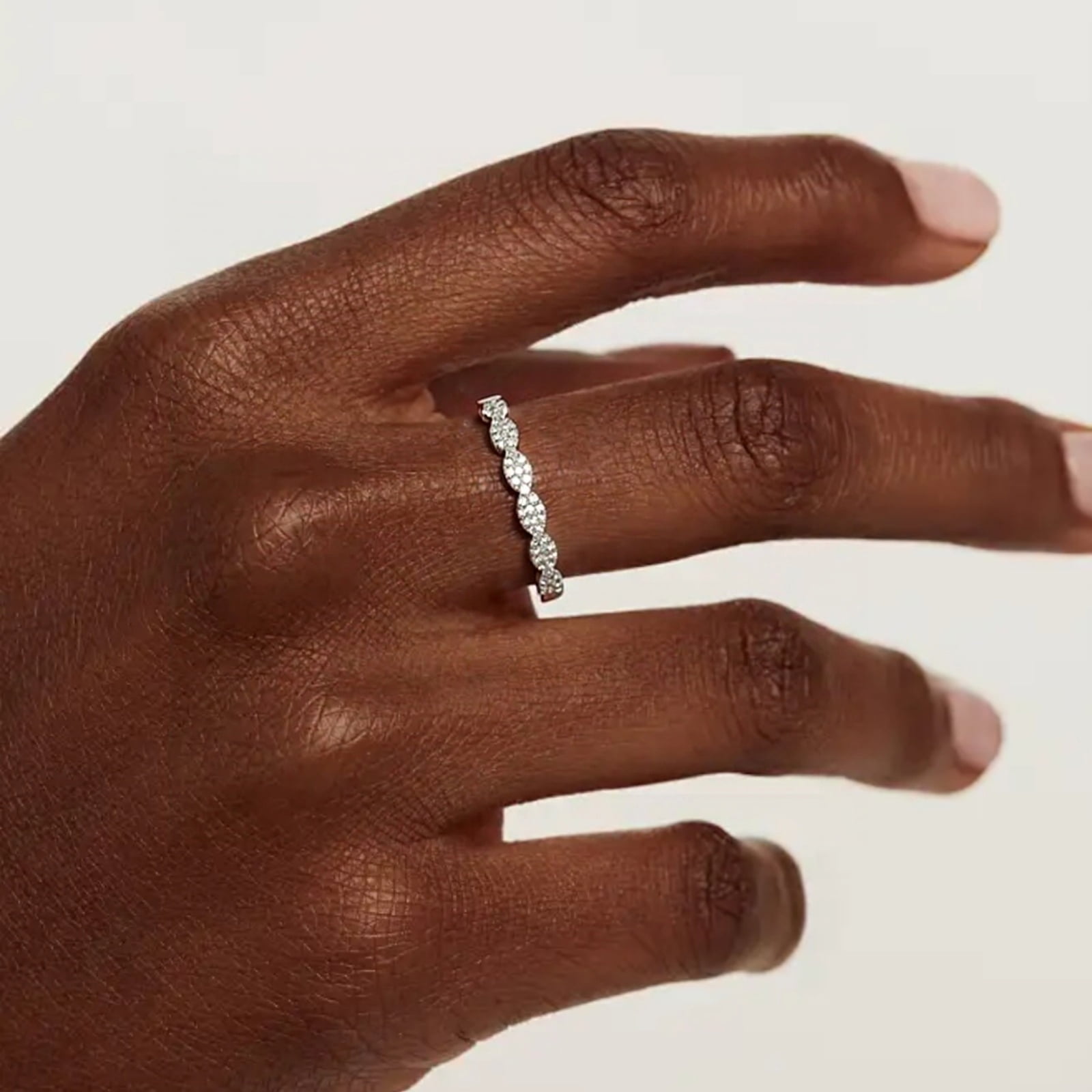SFTING Wedding Band for Woman Pave Infinity 925 Sterling Silver Wedding Band 5A CZ Twisted Eternity Rings for Woman Size 5