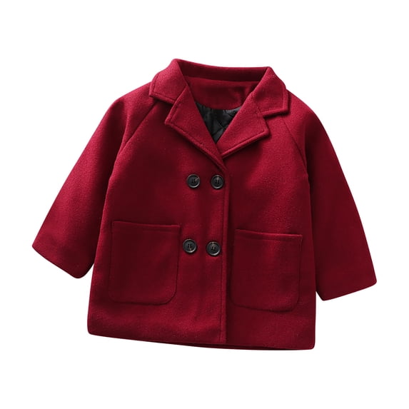 IROINNID Toddler Baby Kids Boys Girls Thick Warm Solid Coat Clothes Child's Winter Woolen Coat