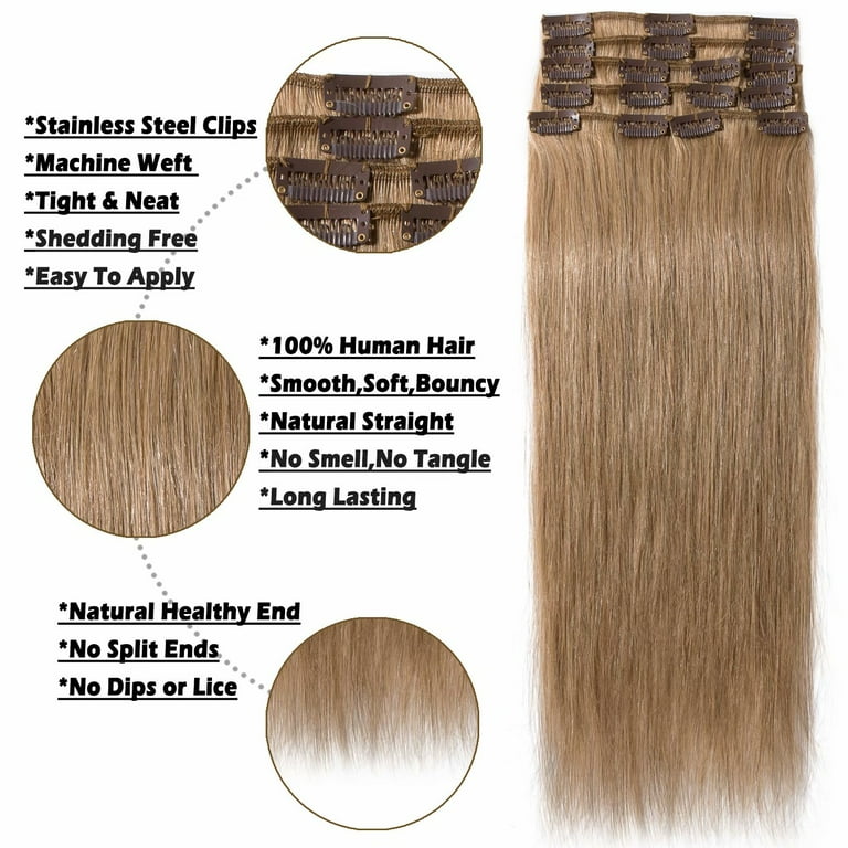 Healthy Soft Real Hair Extensions Clips in Hair