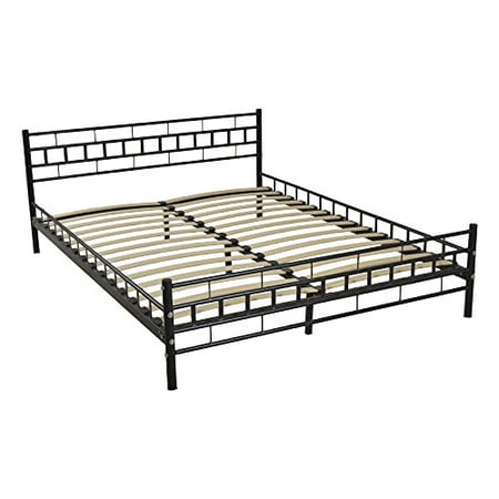 Ghp 82 67 X63 Black Iron Wooden Bed Slat Queen Size Frame Ghp 82 67 X63 Black Iron Wooden Bed Slat Queen Size Frame With