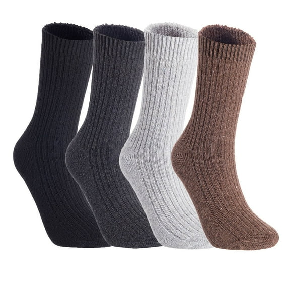 AATMart Men's 4 Pairs Lightweight Wool Crew Socks with Breathable Features  Moisture Wicking Socks for the Winter Season FS03 Medium Assorted