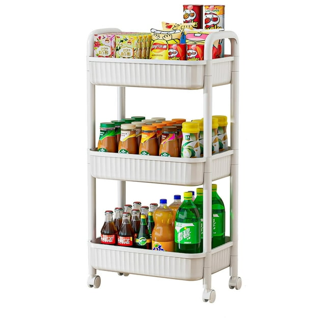 Carrito rodante JOYZAN de 3 niveles con ruedas y rueda giratoria
