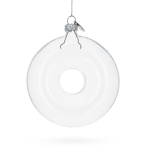 Doughnut Clear Glass Christmas Ornament