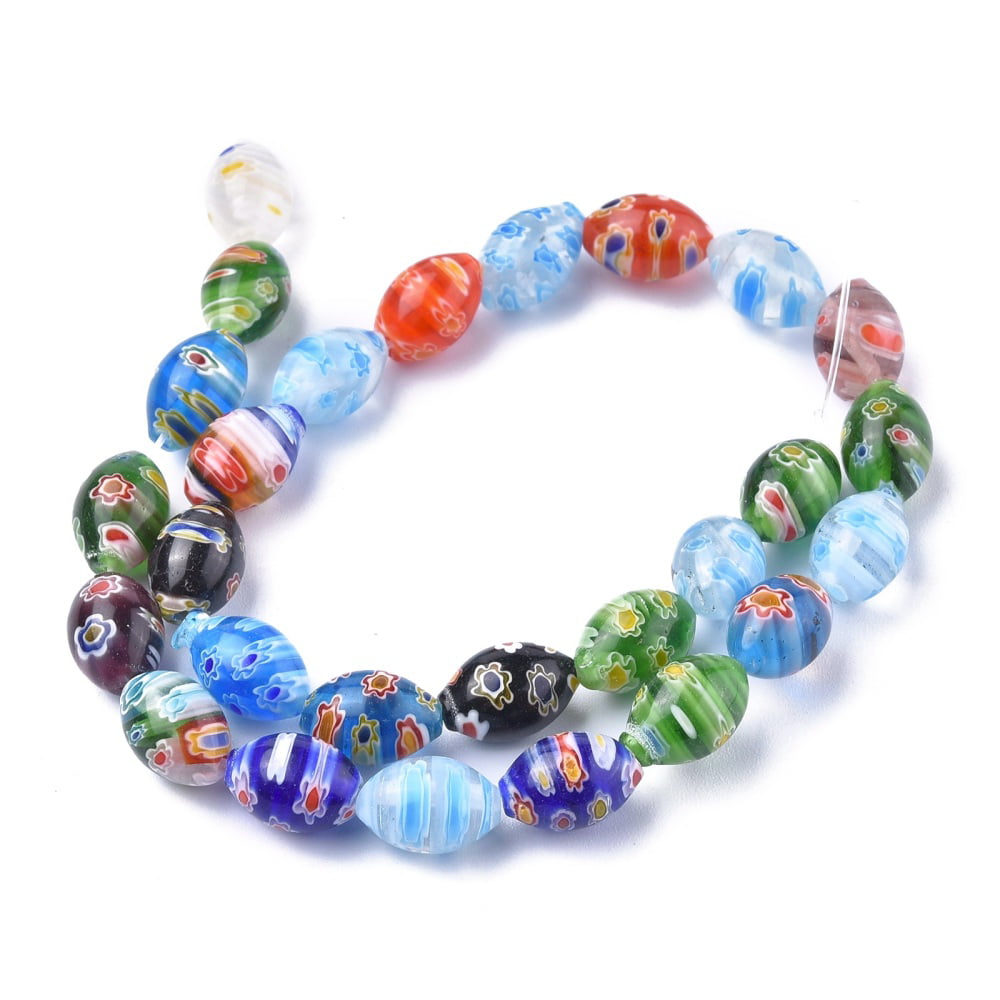 Glass Bead Strands in Bulk 800+ Bohemian Mixed Beads - Lampwork Millefiori  Faceted Cats Eye (15 Strands)