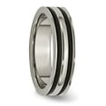 thumbnail image 4 of Auriga Fine Jewelry Titanium with Black Rubber 6mm Grooved Band for Men Size- 8.5, 4 of 6