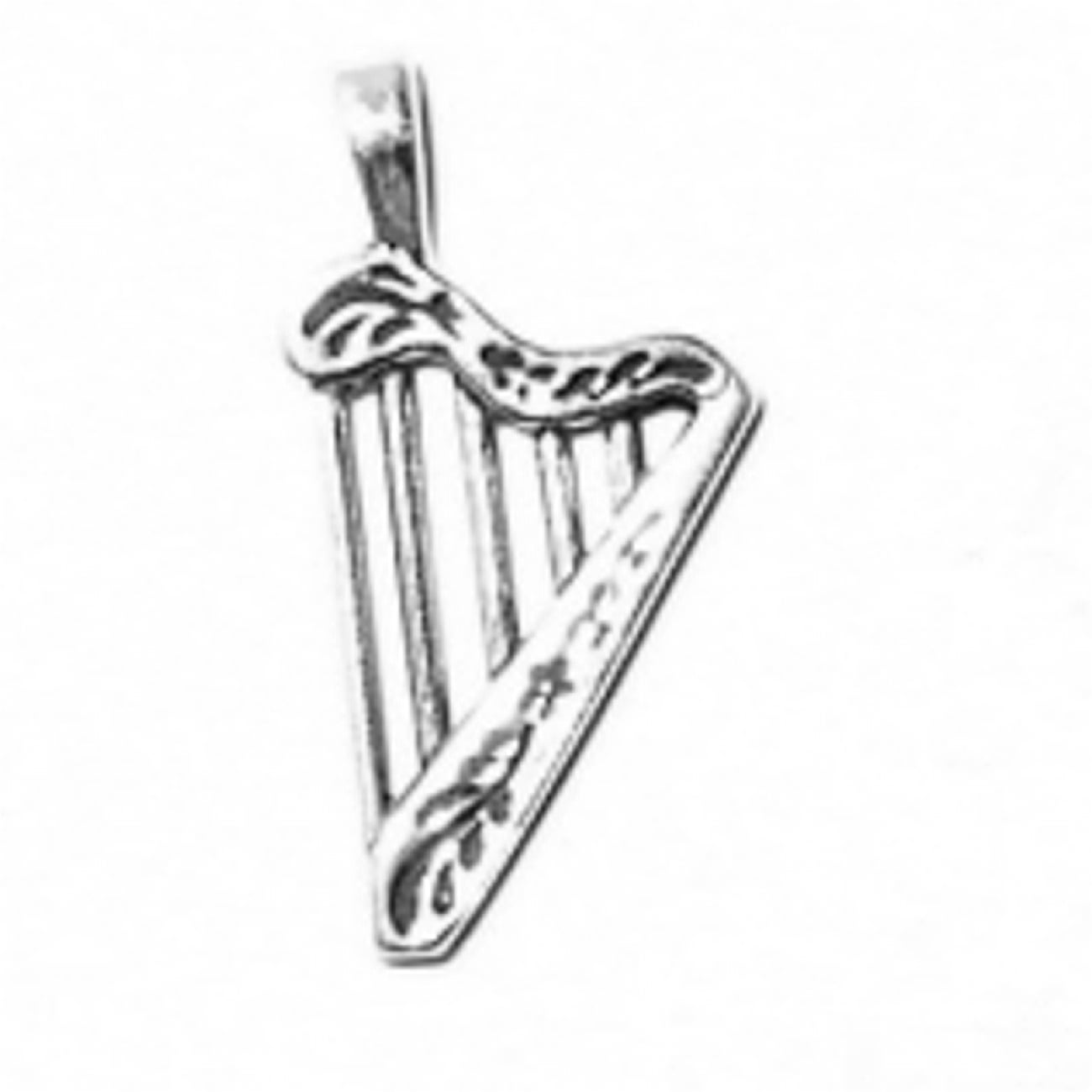 18 mm Beautiful Celtic Harp Sterling Silver 925 Pendant 