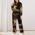 thumbnail image 2 of Pajamas for Women Set - Gold Glittering Stars Comfy Long Sleeve Button Up Pajama Sets for Women 2 Piece, Soft Sleepwear Nightwear Pjs Lounge Sets for Women with Pockets, 2 of 6