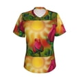 thumbnail image 2 of Uemuo Rose Psychedelic Printed Women's Classic V-Neck T-Shirt - Soft, Breathable, Moisture-Wicking, Perfect for Casual, Office, Travel, and Everyday Wear-3X-Large, 2 of 5