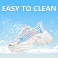 thumbnail image 5 of LUCKY STEP Chunky Sneakers for Women Fashion Platform White Leather Casual Dad Shoes,White Hologram, 5 of 11