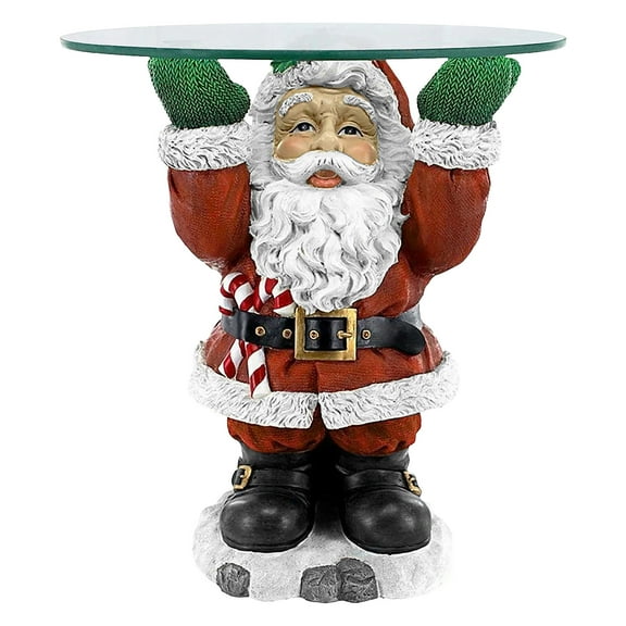 GOBWCOT Santa Claus Resin Statue - Santa Claus Attendant with Tray for Snacks and Fruits, Indoor Home Table Christmas Decoration